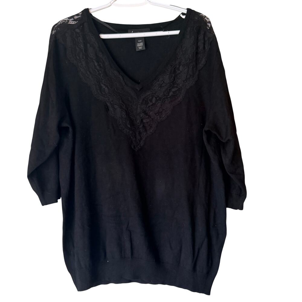 Lane Bryant 1/2 Sleeve Sweater Black Size 18/20